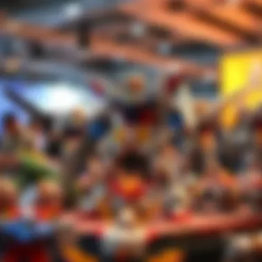 A vibrant fan event celebrating Gundam culture with enthusiasts displaying their models