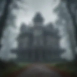 An eerie, abandoned mansion shrouded in mist