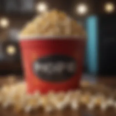 Colorful popcorn bucket with HBO movie tickets