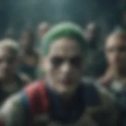 A dynamic scene showcasing the intensity of the Suicide Squad