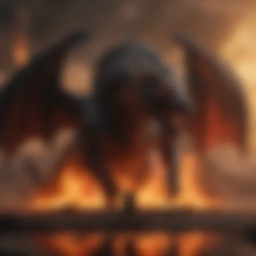 A captivating still that showcases the fiery backdrop symbolizing the Targaryen legacy.