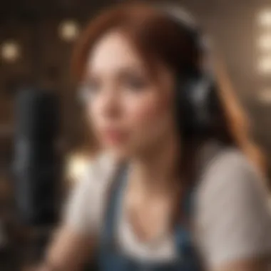 A voice actor practicing their craft in a studio