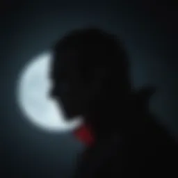 Dark silhouette of a vampire in moonlight