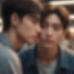 A captivating scene from a popular Boys' Love webtoon, showcasing emotional connection between characters.