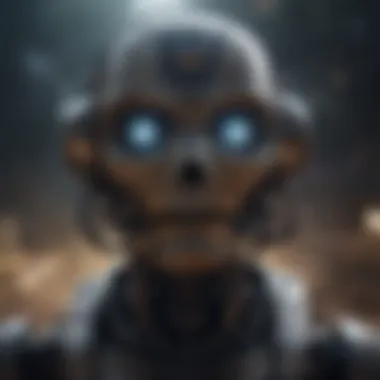 Starry Gaze of the Lost Robot Mechanical marvel observing distant stars