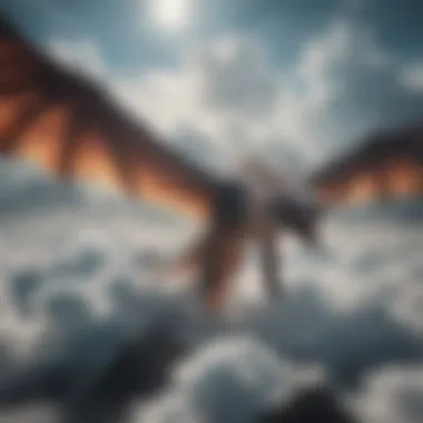 Majestic dragon soaring through the clouds