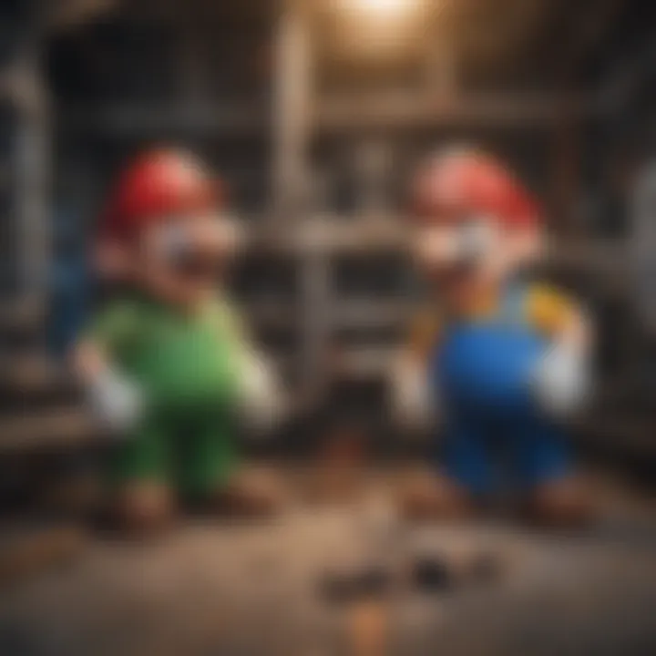 Illustration depicting Mario and Luigi solving a complex plumbing issue