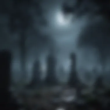 Misty Graveyard under Full Moon