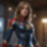 Superheroine in iconic red and blue costume