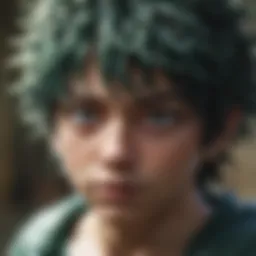 A poignant moment showcasing Izuku Midoriya's struggle and determination.