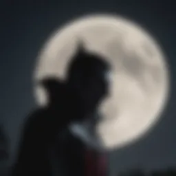 Mysterious Dracula silhouette against full moon Alt