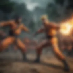 Illustration of Naruto Shippuden main characters engaged in an intense battle