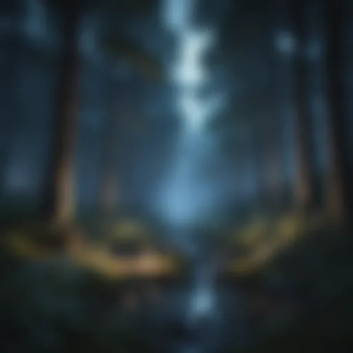 Mystical Moonlit Forest in Night Anime