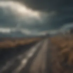Apocalyptic landscape with ominous clouds