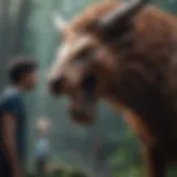 Percy Jackson confronting mythological creatures in the film