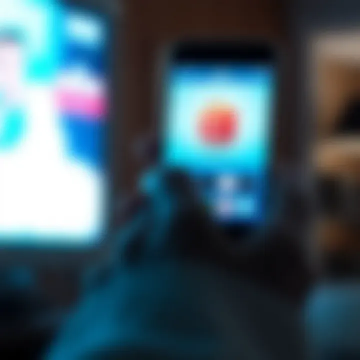 User Engaging with Redbox App A user interacting with the Redbox app on a smartphone