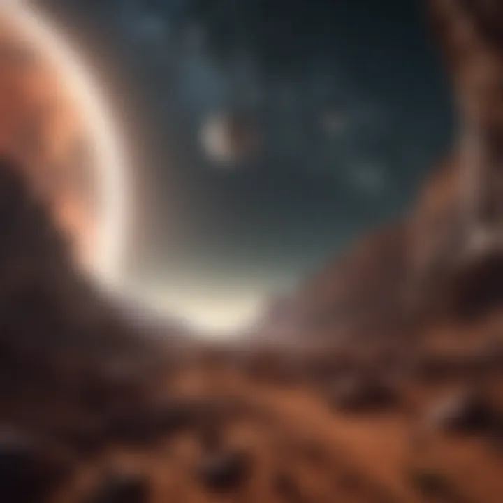 An artistic representation of a space exploration scene depicting vastness and wonder.