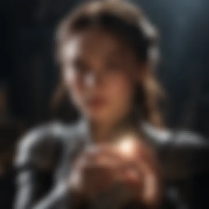 An illustration of Alina Starkov wielding light against darkness