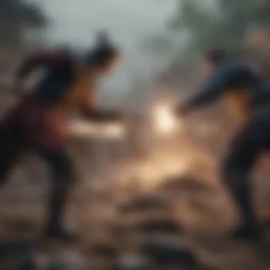 An artistic depiction of a significant battle scene