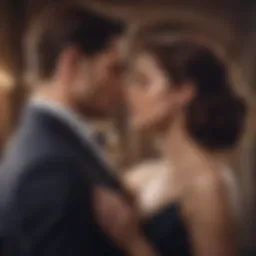 Elegant couple engaged in a passionate embrace