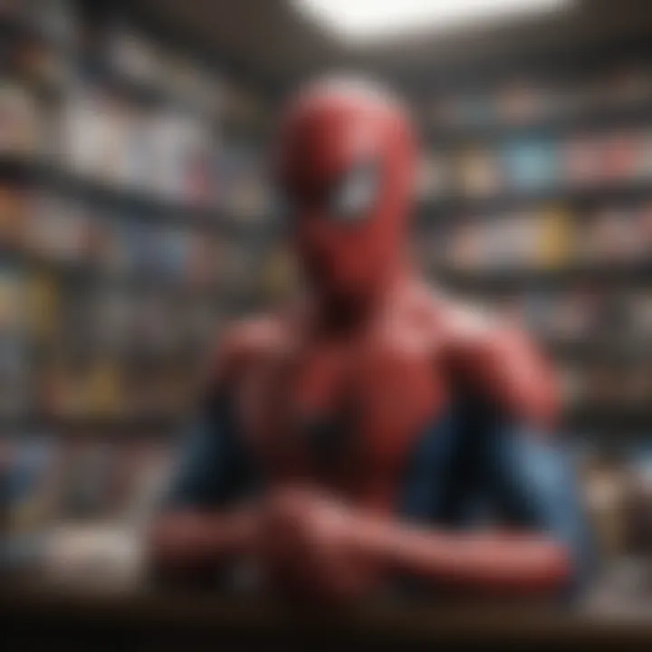 Spider-Man comic book collection on shelf