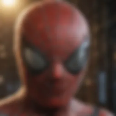 Spider-Man mask close-up with web design