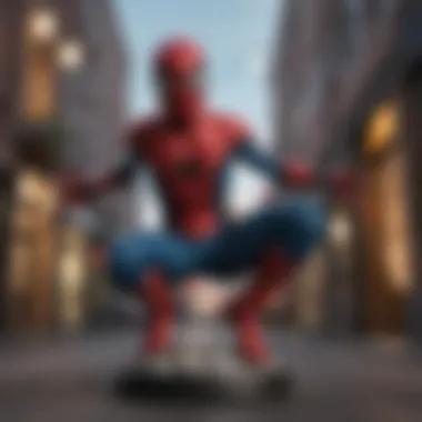 Spider-Man pointing Funko Pop in action