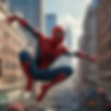 Spider-Man swinging through the cityscape