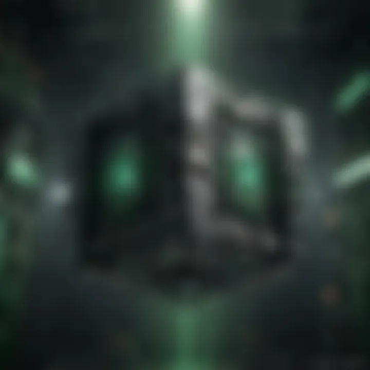 Borg cube emitting ominous green energy beams