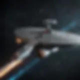 Sleek USS Enterprise starship flying through space