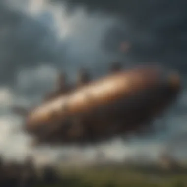 Steampunk Airship Battle Amidst Stormy Skies