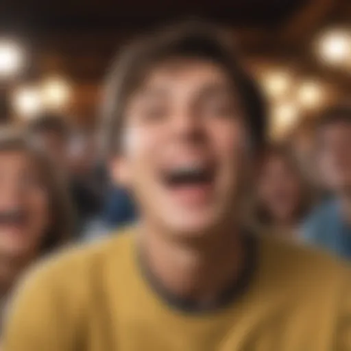 Teenager laughing while watching a comedy movie