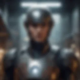 A striking metal poster featuring a legendary video game character in an epic setting.