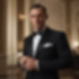 Elegant portrayal of the iconic James Bond character in a classic tuxedo.