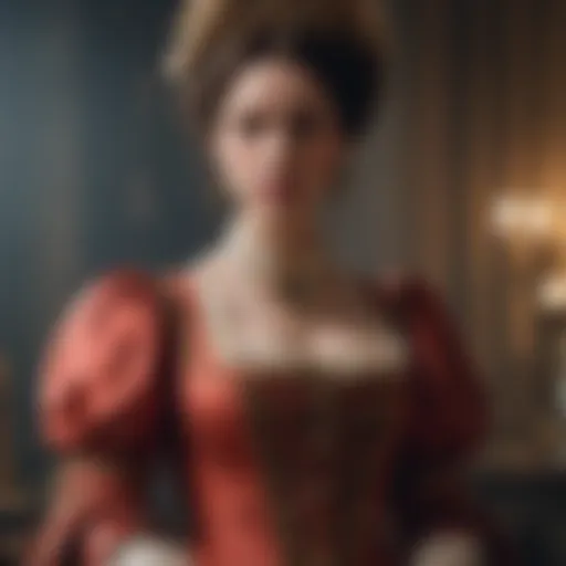 An intricate costume design representing a historical period