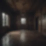 Eerie atmosphere of a haunted house with musical notes