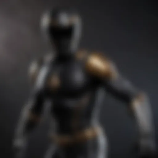 The Black Power Ranger suit showcased in a dynamic pose