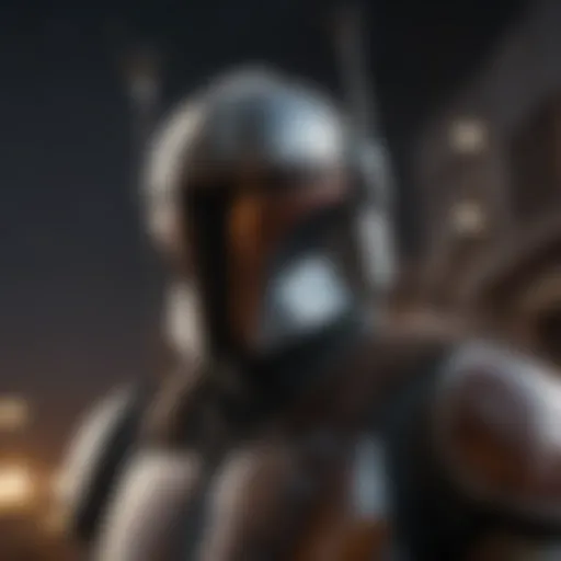 The Mandalorian armor reflecting the night sky