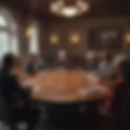 A depiction of the Watchers' Council meeting, showcasing their authoritative atmosphere.