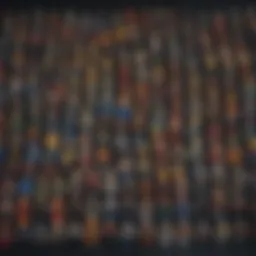 A vibrant collection of diverse LEGO minifigures showcasing their unique designs and characters