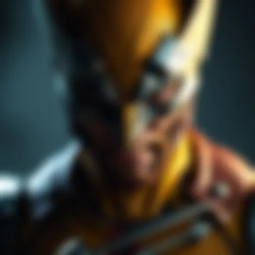 Detailed view of Wolverine costume showcasing its iconic elements
