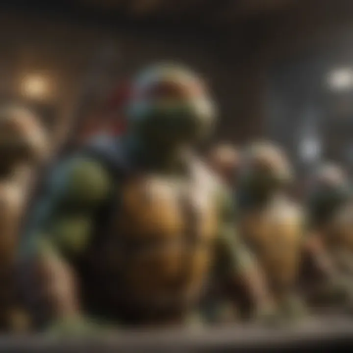 Diverse collection of TMNT figurines on display