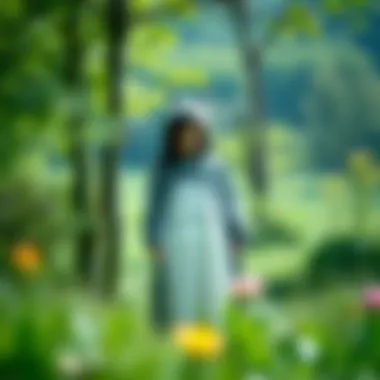 Whimsy in Nature with Totoro A serene outdoor setting featuring a person in a Totoro dress, connecting the character's whimsical spirit with nature.