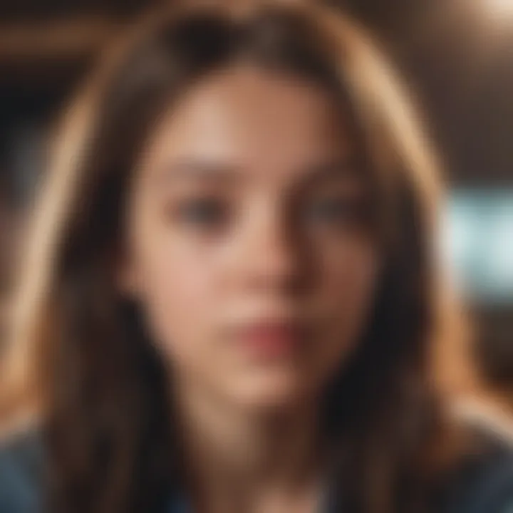 A thoughtful depiction of a tween reflecting on the content they've just watched.