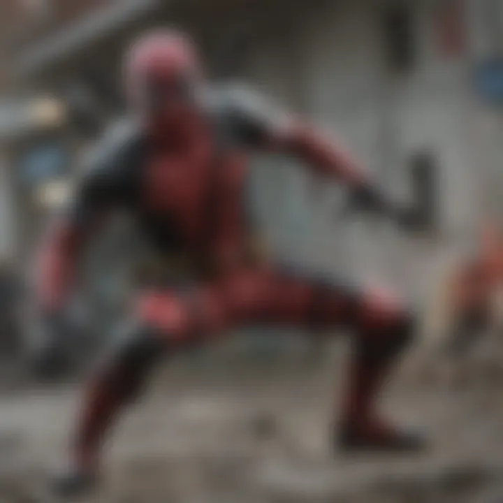 Dynamic action scene from Deadpool movie