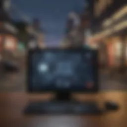 Hacker interface displaying code and gameplay elements