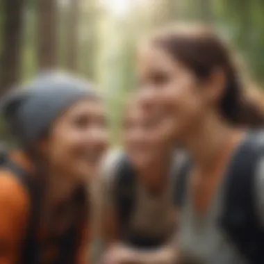 Friends sharing a moment of joy during a scenic nature hike