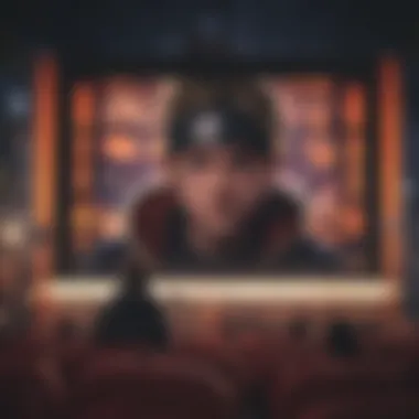 Illustration of a cinema screen with Boruto playing