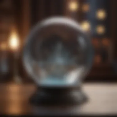 Glowing crystal ball reflecting spells