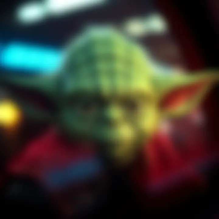 A close-up of a Yoda decal emphasizing intricate design details